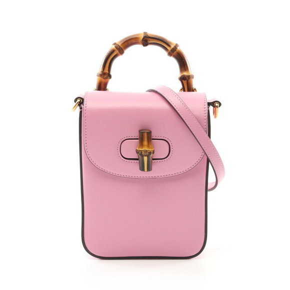 Gucci Bamboo Handbag Leather Pink - Picture 1 of 6